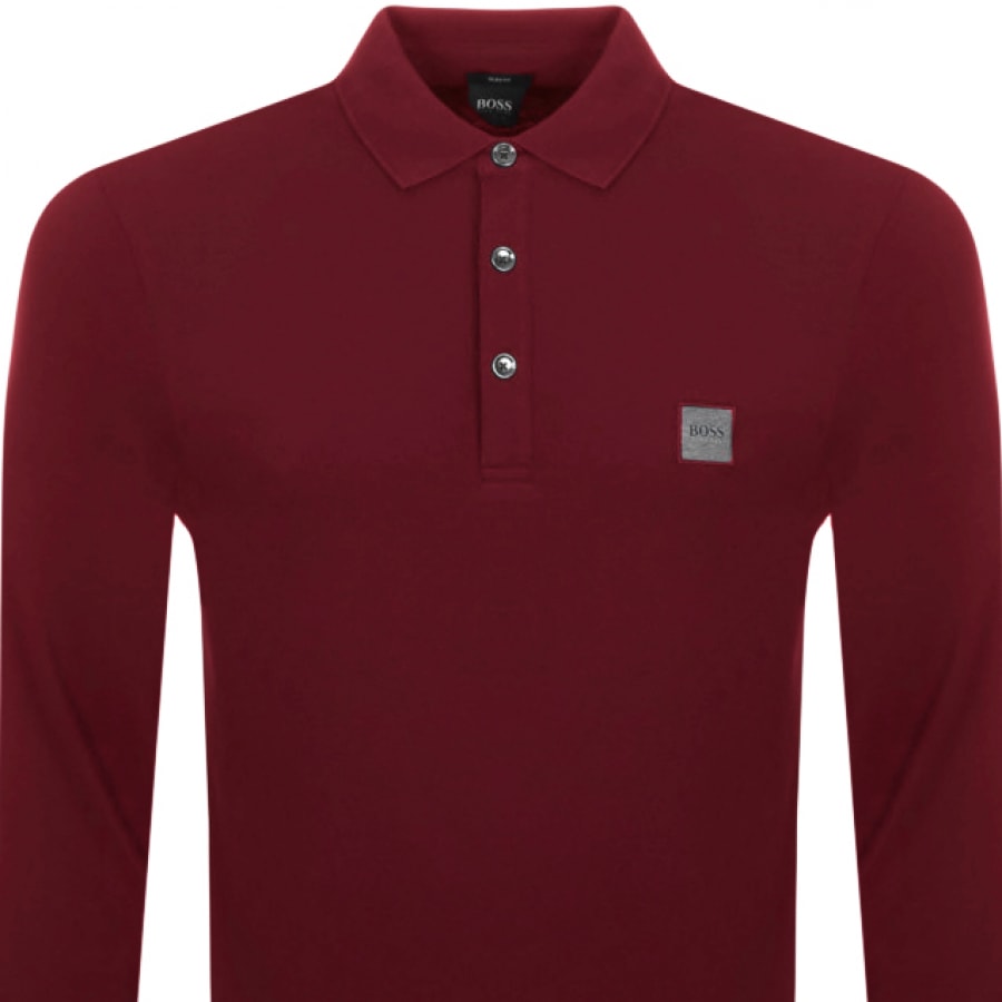 Alternative Image for ProductBOSS Long Sleeved Polo T Shirt Burgundy2